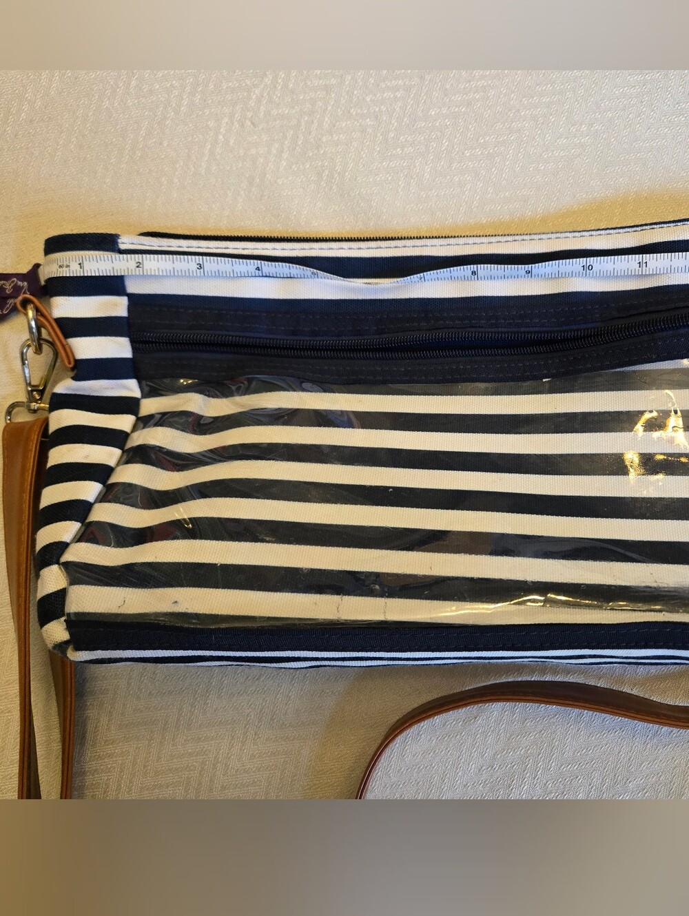 Striped Navy and White Crossbody Bag - Classic Canvas Style